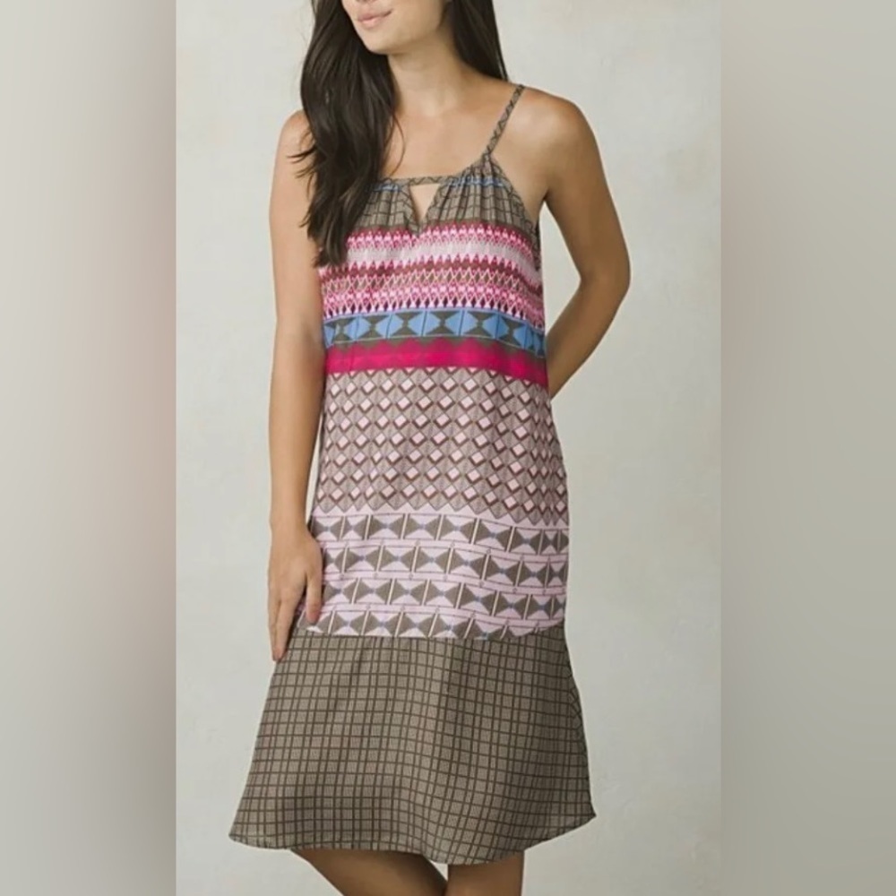 Prana Multicolor Geometric Midi Dress